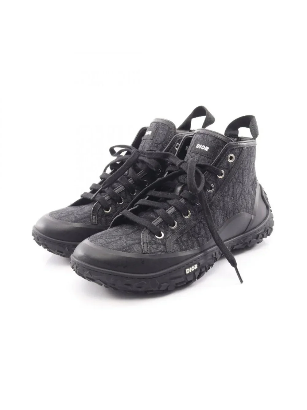 Dior Sneakers Oblique Jacquard Black Canvas Leather High